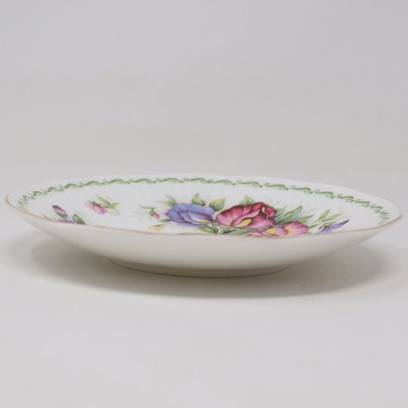 Rosina Queens Saucer Bone China Special Flowers Sweet Pea April England Floral - Picture 5 of 10